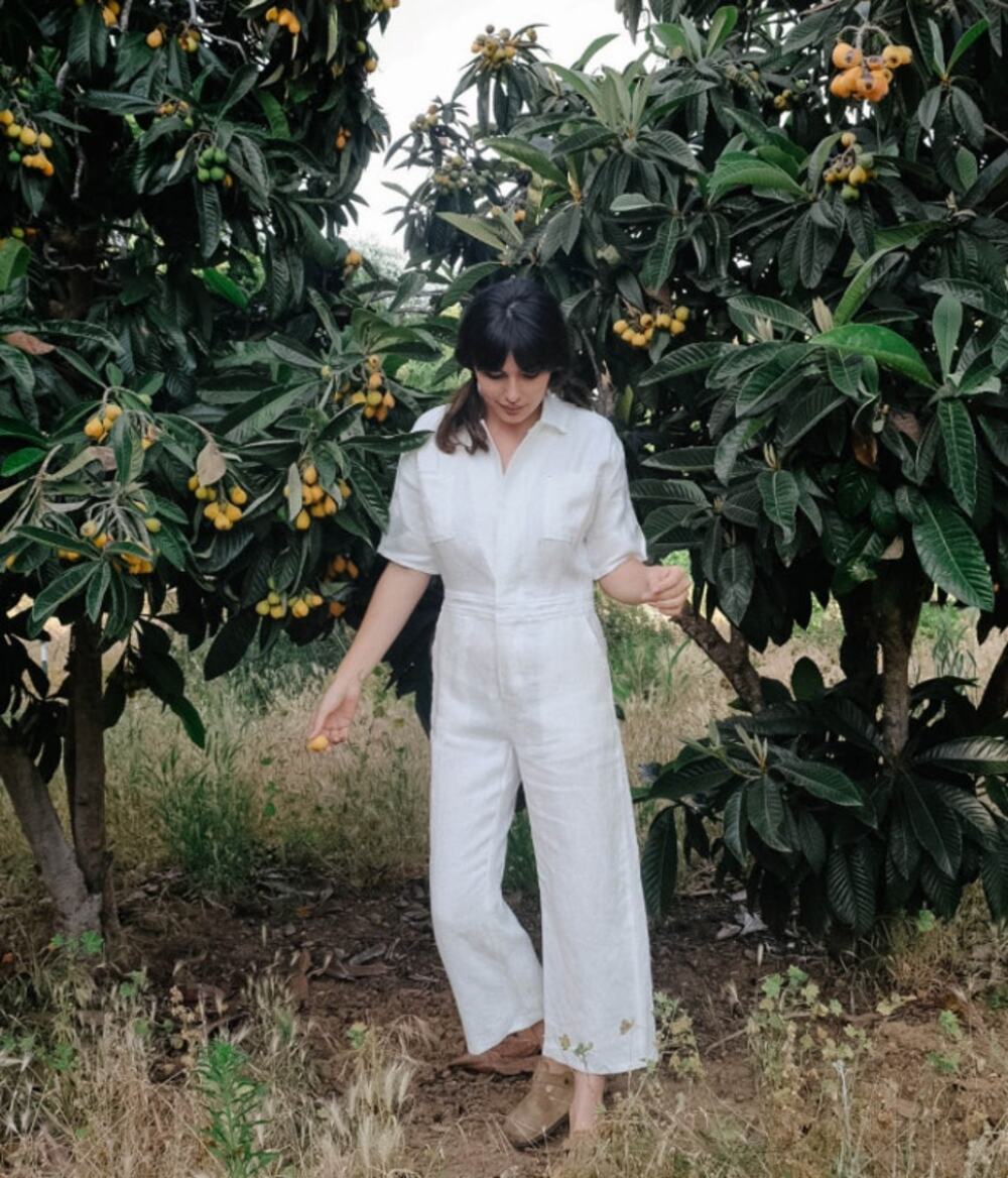 Christy Dawn The Penny Jumpsuit size M in Egret Linen Made in USA